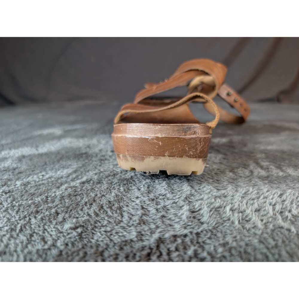 Swedish Hasbeens Sandal Wood Heel Boho Leather EU 40 Gladiator Handmade Spring - Picture 14 of 16